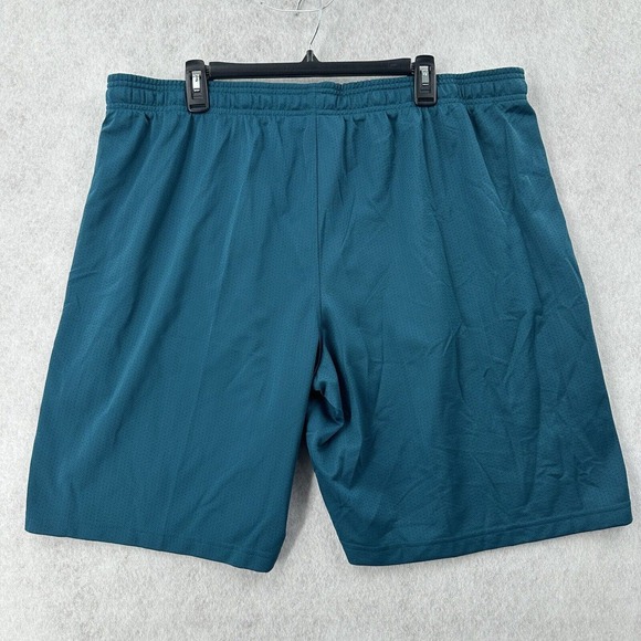 Under‎ Armour Basketball Training Shorts Mens 2XL Tech Mesh Gym Green Blue - Picture 2 of 7